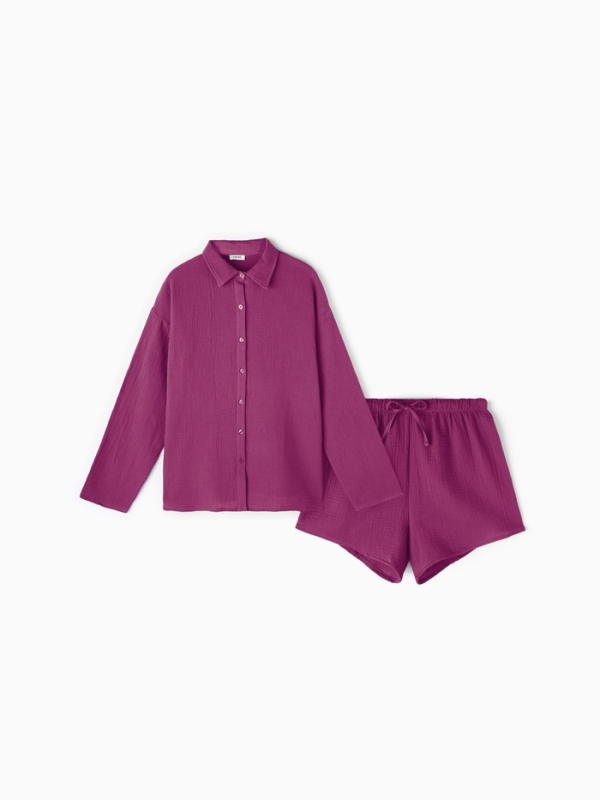Комплект женский (рубашка, шорты) KAFTAN Basic р. 40-42 сиреневый