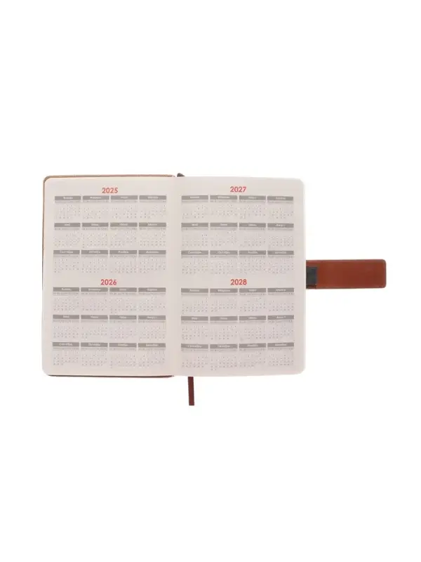 Ежедневник недатированный формат А5, с хлястиком, 128л, линия, пвх, Коричневый