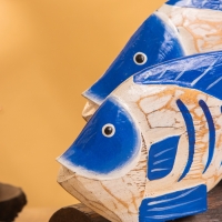 Сувенир &laquo;Экзотические рыбки&raquo;, 30&times;11&times;18 см, дерево, бело-синий