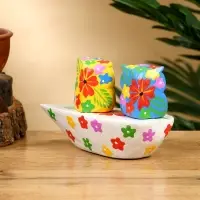 Сувенир "Пара совят" дерево 14х7х9 см, цв. жёлтый/синий