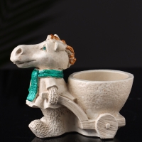 Фигурное Кашпо "Лошадь с тележкой" 10х10х6 см, бежевый