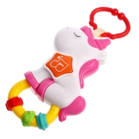 Музыкальная игрушка - подвеска &laquo;Любимый единорог&raquo;, прорезыватель - погремушка, звук, свет, цвет розовый
