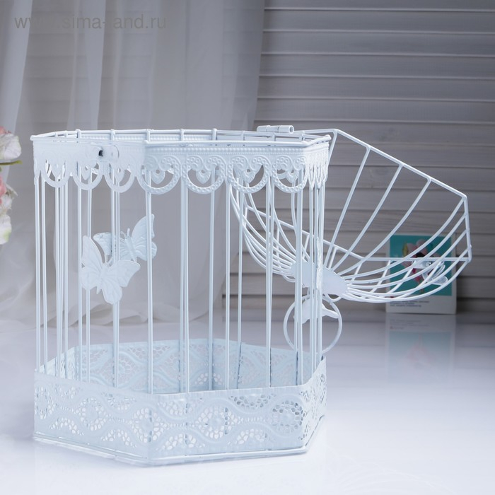 Клетка шестиугольная "Бабочки", 23х40см, белая