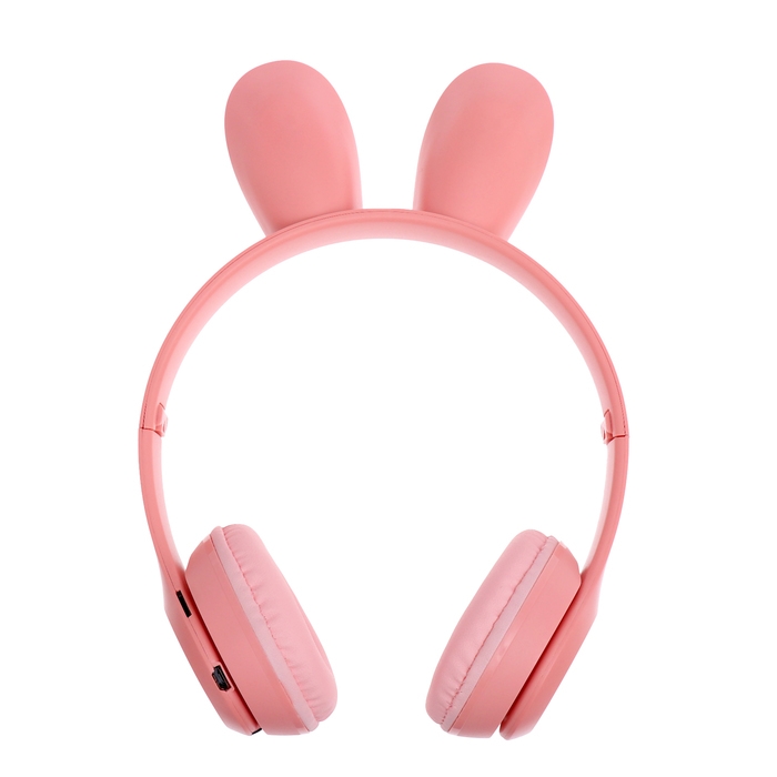 Наушники беспроводные &laquo;Зайчик&raquo;, звуковые и световые эффекты, складные, цвет розовый