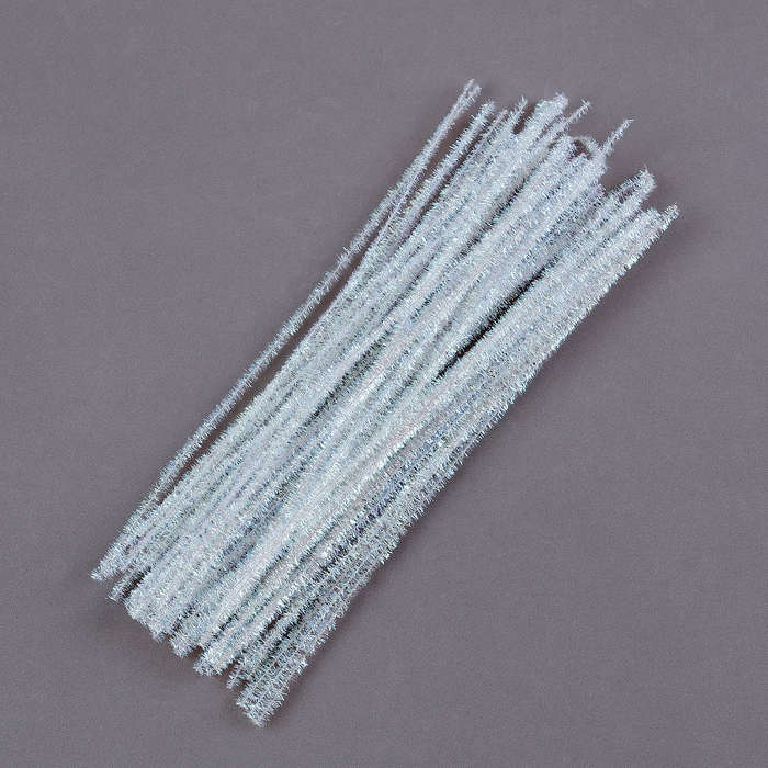 Проволока с ворсом для поделок &laquo;Блеск&raquo;, набор 50 шт, размер 1 шт: 30&times;0,6 см, цвет перламутр