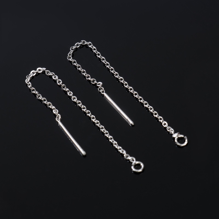 Основы для пусет 60&times;0,8 мм, протяжки с цепочкой, цвет серебро (пара)