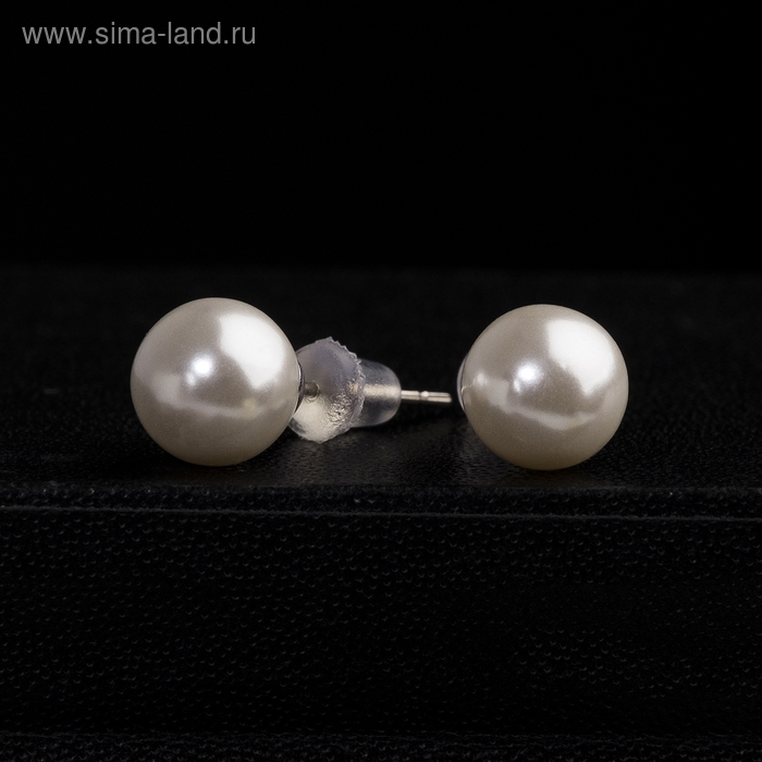 Серьги с жемчугом &laquo;Невеста&raquo; бусины d=1, цвет белый