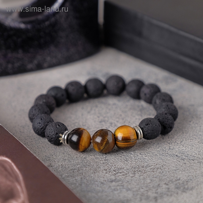 Браслет унисекс «Лава» тигровый глаз, цвет чёрно-коричневый Браслет унисекс «Лава» тигровый глаз, цвет чёрно-коричневый