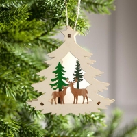 Ёлочная игрушка &laquo;Ёлочка с оленями&raquo;, от батареек, свечение тёплое белое