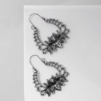 Серьги металл &laquo;Восток&raquo; лотос, цвет чернёное серебро