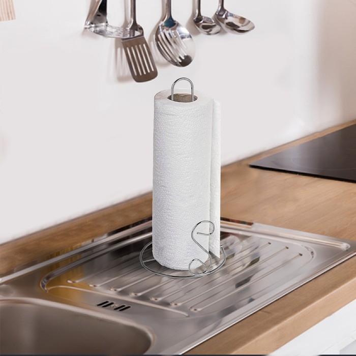 Держатель для бумажных полотенец Доляна &laquo;Волна&raquo;, 14&times;14&times;29 см, цвет хром