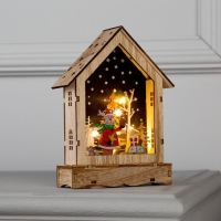 Светодиодная фигура &laquo;Дом с оленем&raquo; 12 &times; 17 &times; 4 см, дерево, батарейки АААх2 (не в комплекте), свечение тёплое белое