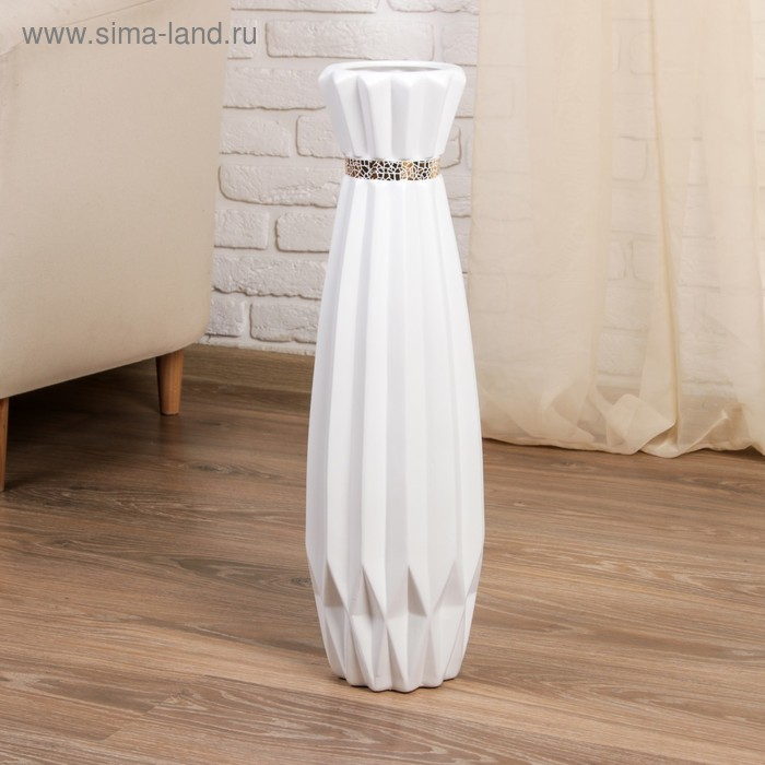 Ваза керамика напольная "Геометрия люкс" фигурная, 60 см, белый