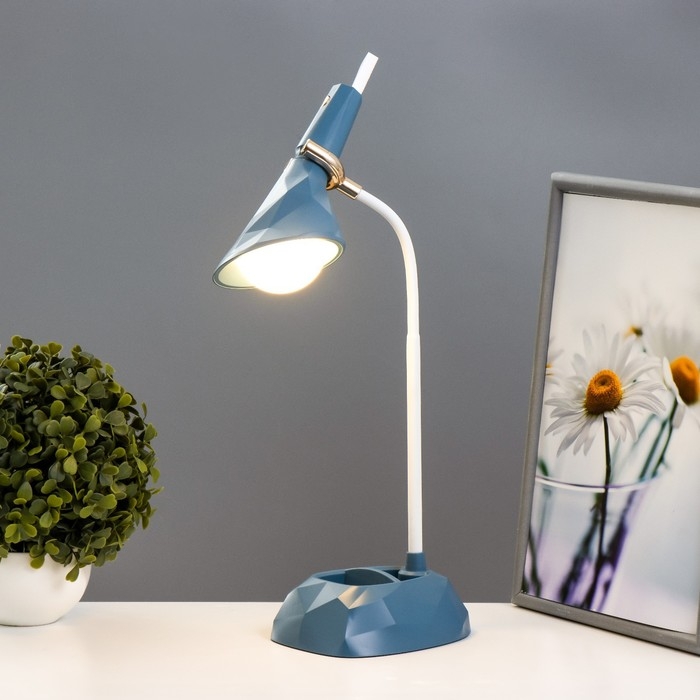 Настольная лампа "Делсер" LED 3Вт USB АКБ синий 14х13х39 см RISALUX