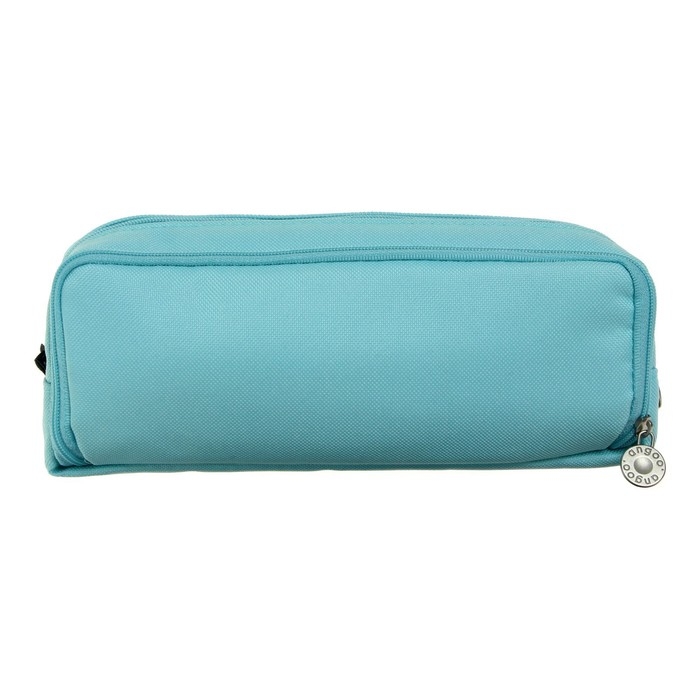 Пенал школьный на молнии 3-х секционный, голубой