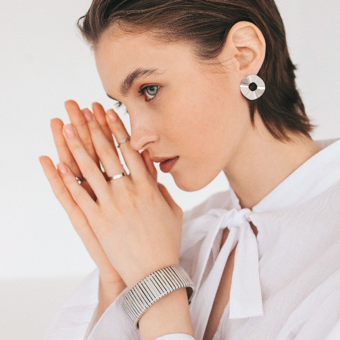 Серьги «Дольки» волна, платинирование Серьги «Дольки» волна, платинирование