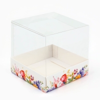 Коробка для кондитерских изделий &laquo;Цветочная поляна&raquo;, 10 х 10 х 10 см