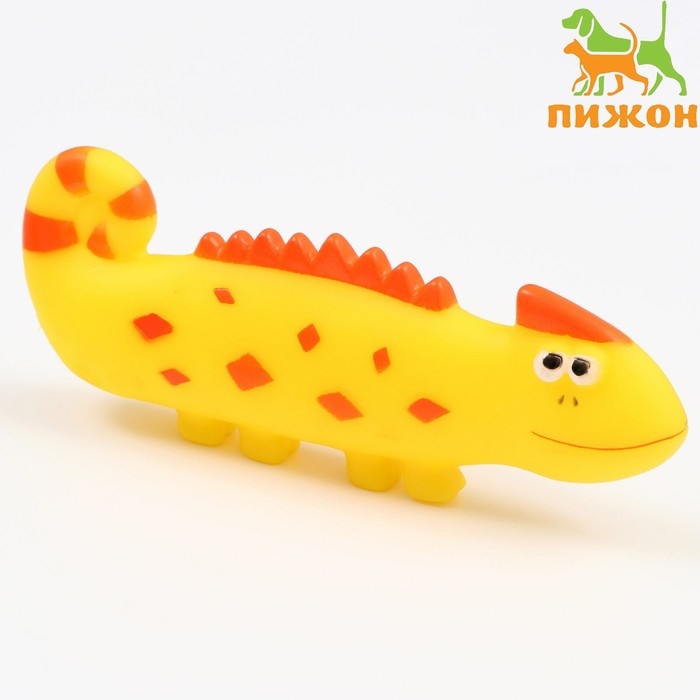 Игрушка пищащая Игрушка пищащая "Хамелеон" для собак, 19 см, жёлтая