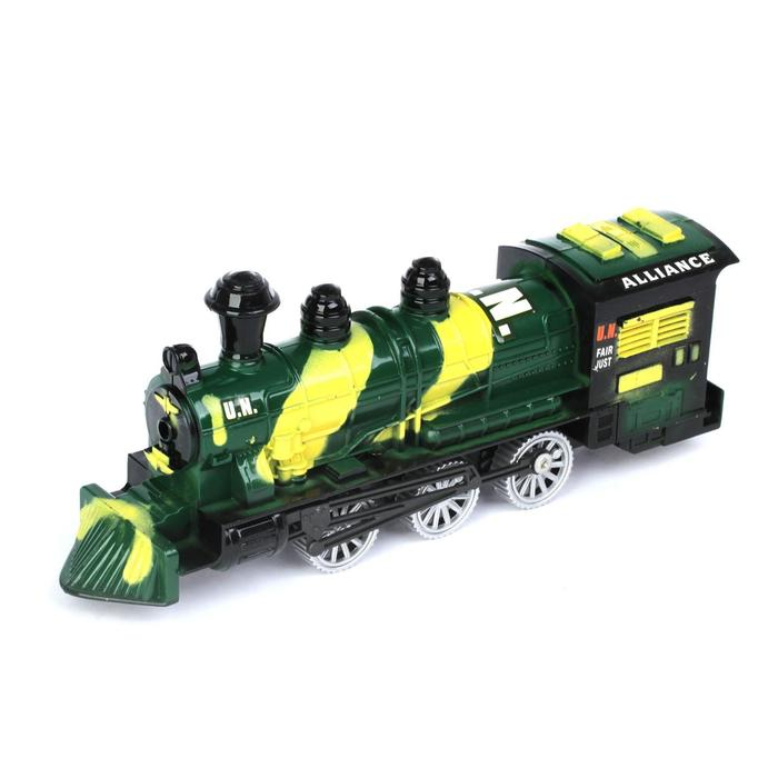 Паровоз инерционный «Военный», с танками, цвета МИКС Паровоз инерционный «Военный», с танками, цвета МИКС