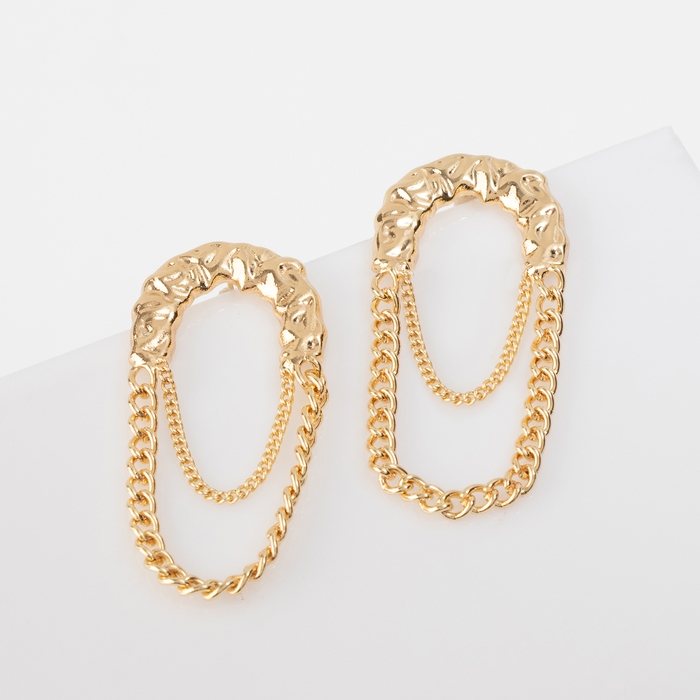 Серьги металл &laquo;Стиль&raquo; цепь, булавка, цвет золото