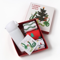Подарочный набор термос и носки 3 пары KAFTAN "С новым годом детка", р.36-39 Подарочный набор термос и носки 3 пары KAFTAN "С новым годом детка", р.36-39