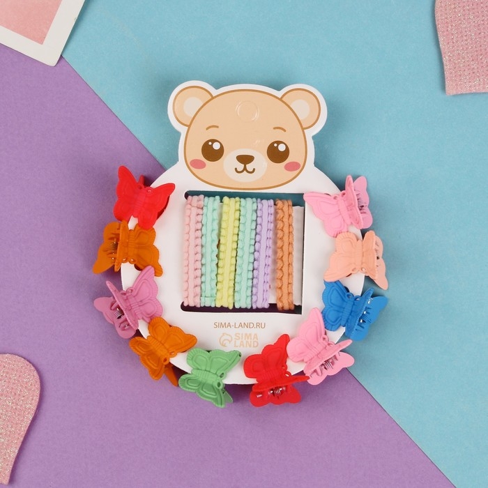 Набор для волос "Солнышко" (6 резинок,10 крабиков) бабочка