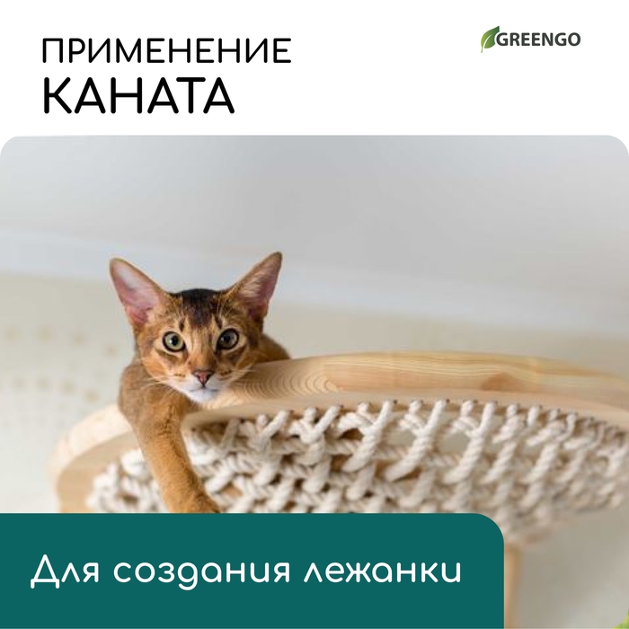 Канат кокосовый, кручёный, диаметр 8 мм, бухта 10 м, Greengo Канат кокосовый, кручёный, диаметр 8 мм, бухта 10 м, Greengo