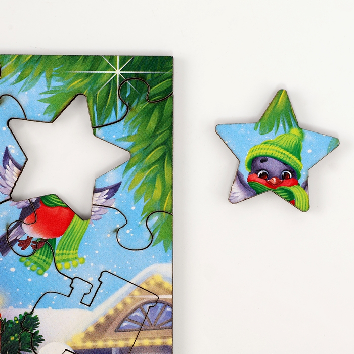 Пазлы фигурные деревянные на новый год &laquo;Змея.Зимние игры&raquo;, 44 элементов, символ года 2025