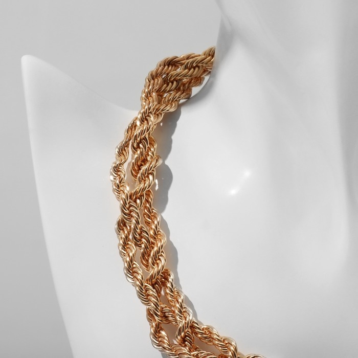Колье &laquo;Цепь&raquo; косичка, цвет глянцевое золото, 40 см