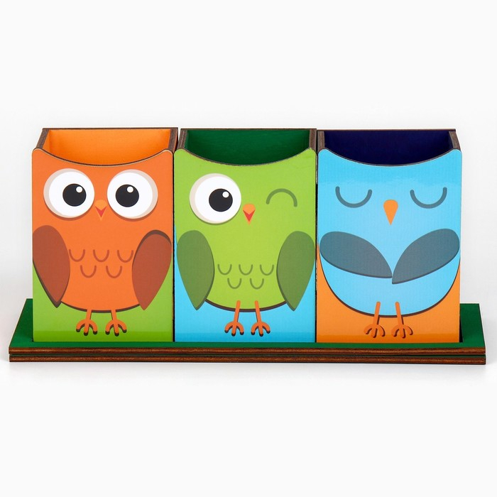 Органайзер для канцелярии тройной, на подставке &laquo;Сова&raquo;, 6,5 х 6,3 х 9,2 см