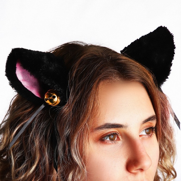 Рюкзак школьный текстильный с ушками на заколках &laquo;Аниме&raquo;, 27х23 см, чёрный/фиолетовый