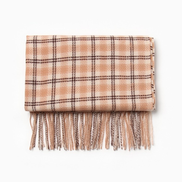 Шарф зимний с кистями MINAKU 65*180 + 8 см клетка