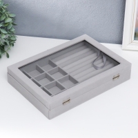 Шкатулка бархат для украшений "Серый туман" 5х20х28 см Шкатулка бархат для украшений "Серый туман" 5х20х28 см