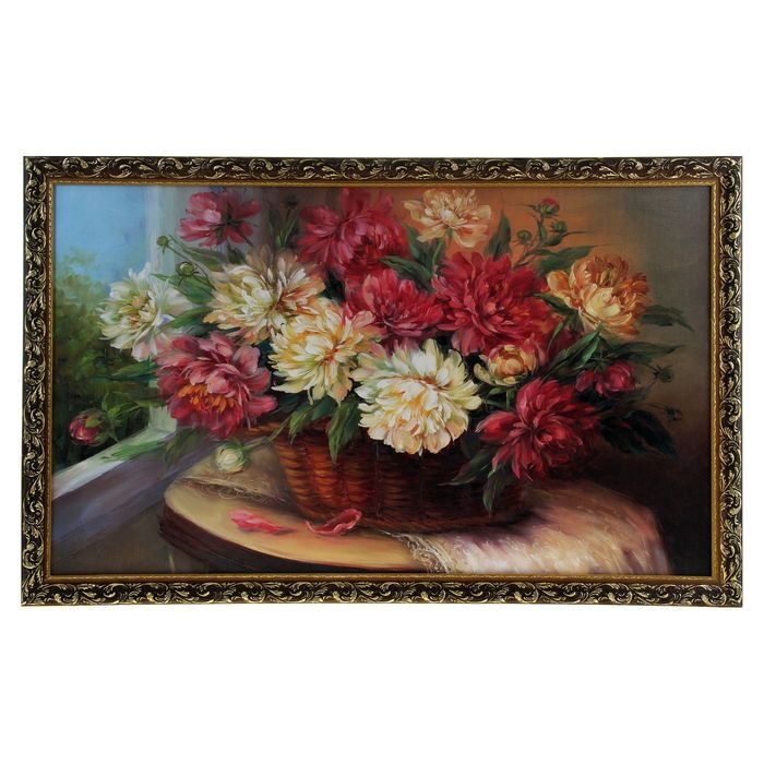Картина Картина "Пионы в корзине" 67х107 см рамка микс