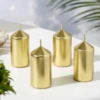Набор свечей "Столбик", 4 штуки, золотой 7х3,8см Набор свечей "Столбик", 4 штуки, золотой 7х3,8см