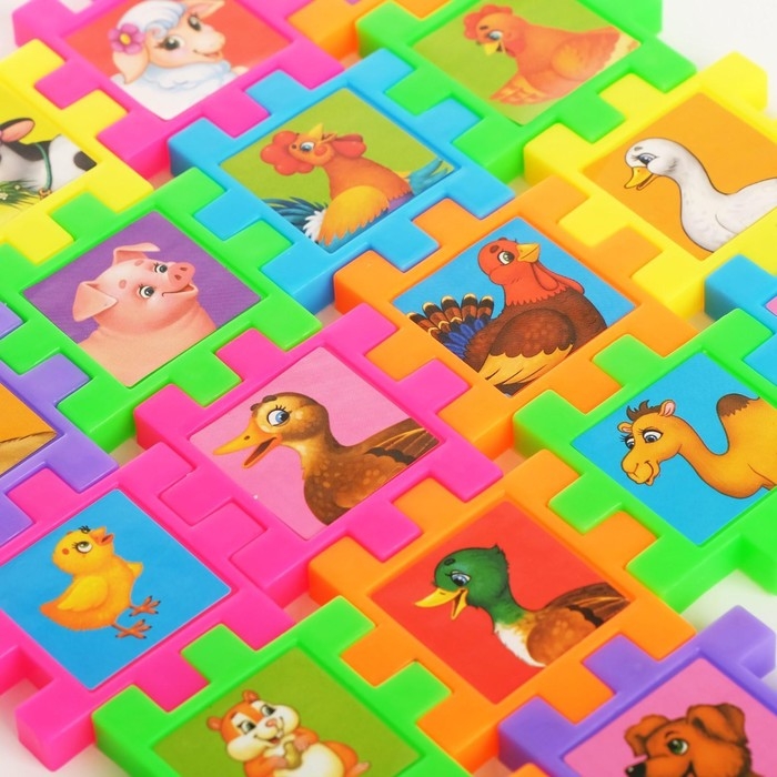 Мозаика-конструктор &laquo;Моя ферма&raquo;, 18 деталей, пазл, пластик, животные, по методике Монтессори