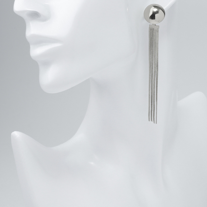 Серьги висячие &laquo;Водопад&raquo; 4 нити мини, цвет серебро