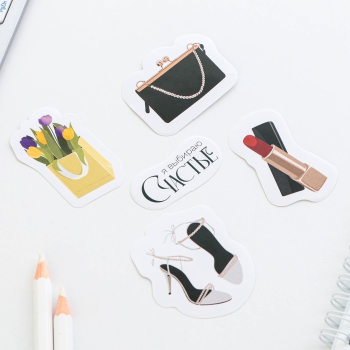 Набор: бумажные стикеры 20 л + 5 наклеек &laquo;8 марта лилии&raquo;