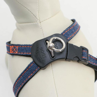 Шлейка многоразмерная регулируемая быстросъемная, ОГ+ОШ 40-70 см, до 15 кг, джинс-черная