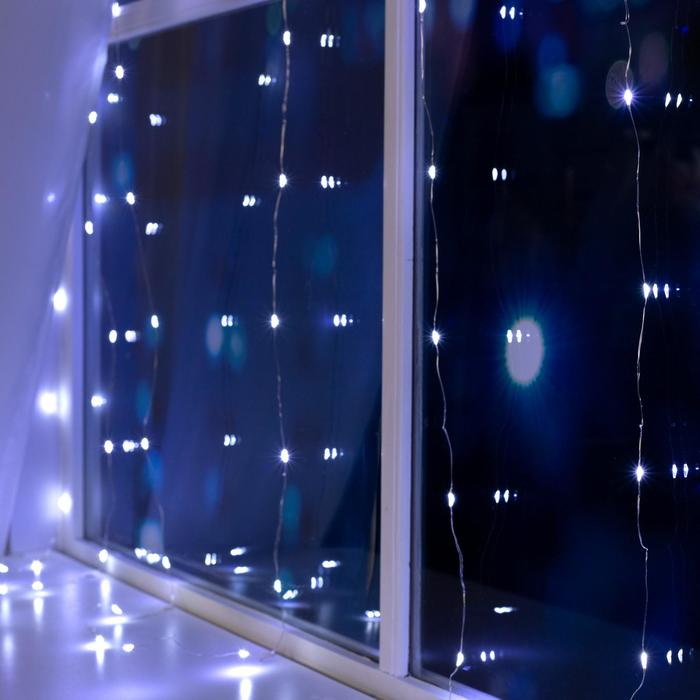 Гирлянда &laquo;Занавес&raquo; 1.6 &times; 1.6 м роса, IP20, серебристая нить, 160 LED, свечение белое, 8 режимов, 220 В