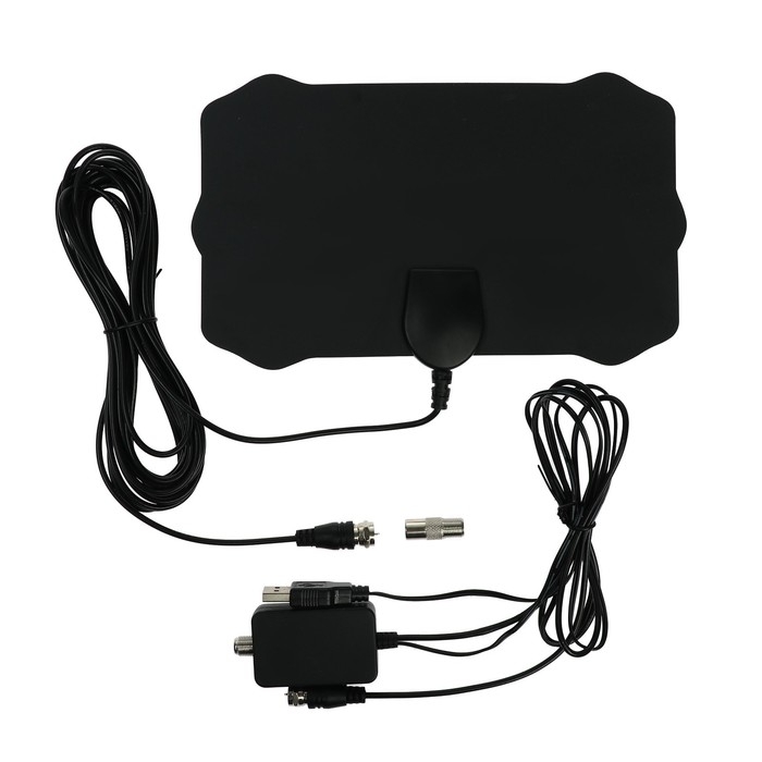 Антенна, комнатная, активная, с усилителем, 5 В, 25 дБи, DVB-T2, цифровая, клеящаяся, черная Антенна, комнатная, активная, с усилителем, 5 В, 25 дБи, DVB-T2, цифровая, клеящаяся, черная