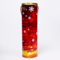 Новый год. Подарочная коробка, тубус &laquo;Красно-Золотая&raquo; 99х340мм .