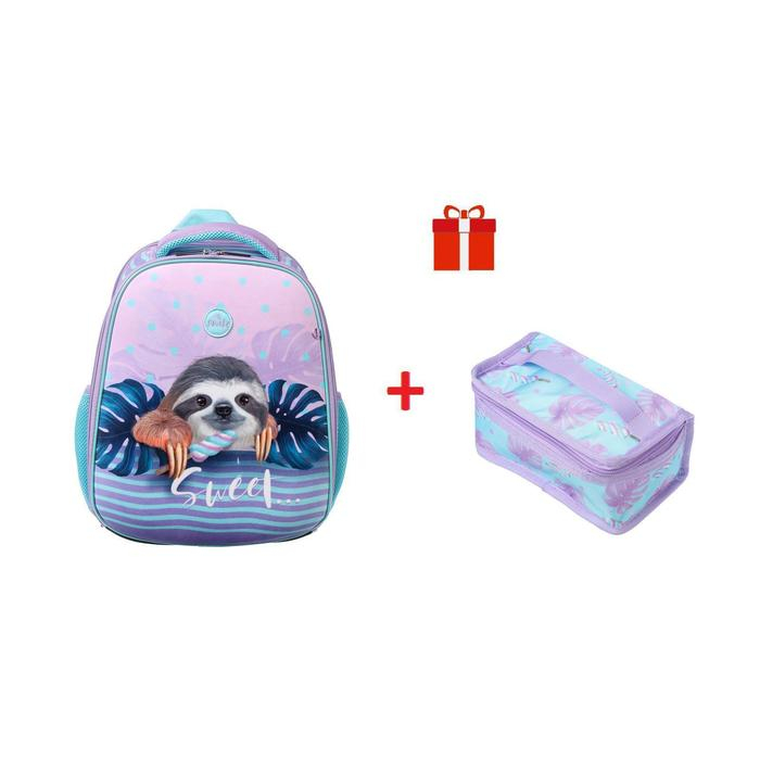 Рюкзак каркасный, Hatber, Ergonomic Plus, 38 х 29 х 16, с термосумкой, &laquo;Милый ленивец&raquo;