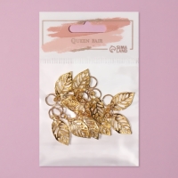 Пирсинг для волос &laquo;Листочки&raquo;, 3,9 &times; 1,4 см, 10 шт, цвет золотистый