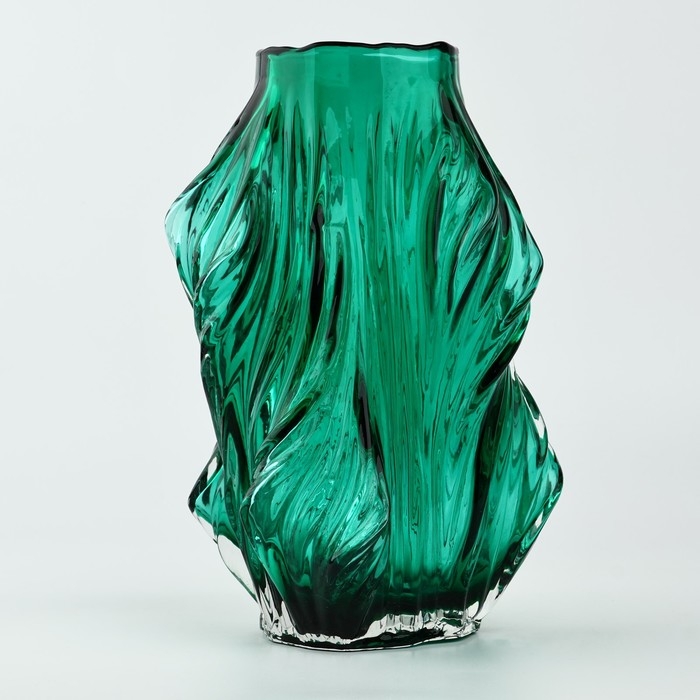 Ваза для цветов &laquo;Изумруд&raquo; из зеленого стекла 27&times;10&times;10 см