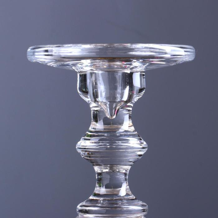 Подсвечник стекло на 1 свечу двусторонний "Классический с шаром" прозрачный 30х11,3х11,3 см