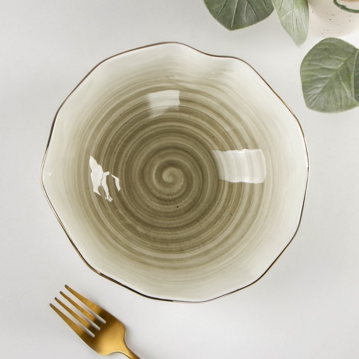 Салатник фарфоровый Доляна &laquo;Млечный путь&raquo;, 700 мл, d=17,5 см, цвет серый