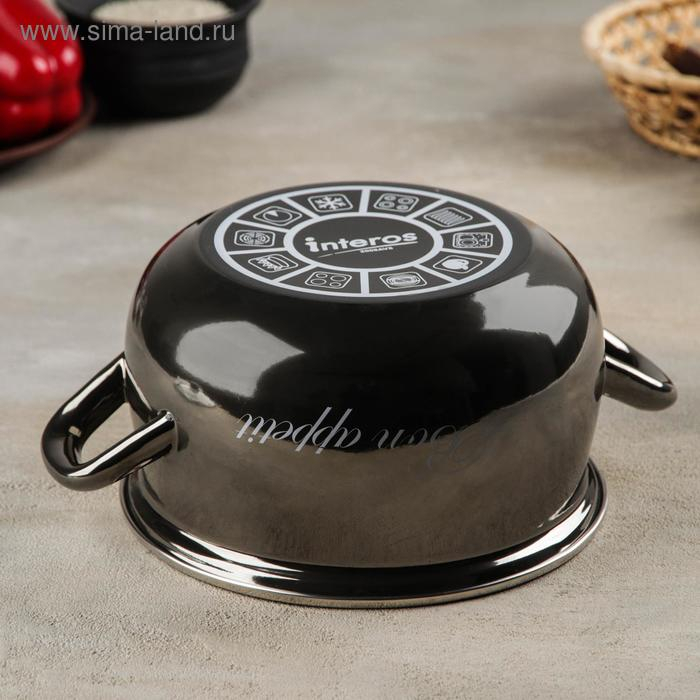 Кастрюля эмалированная &laquo;Металлик&raquo;, 3,1 л, стеклянная крышка, индукция, цвет чёрный
