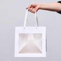 Пакет подарочный, крафт, с окном, &laquo;Белый&raquo;, 25 х 25 х 25 см