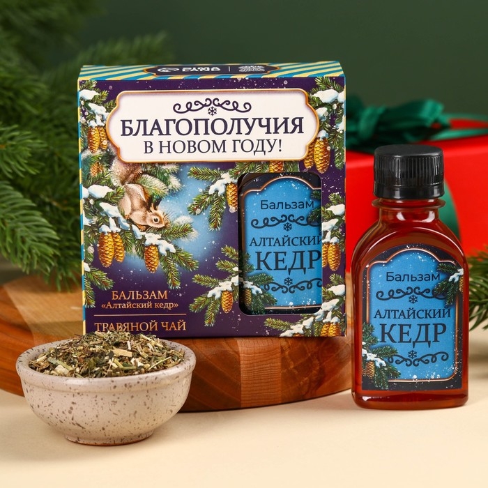 Подарочный набор &laquo;Благополучия&raquo;: чай 20 г., безалкогольный бальзам 100 мл.